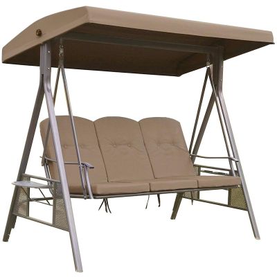 5. GARDEN AND BALCONY PATIO SWING 3 SEATS BROWN