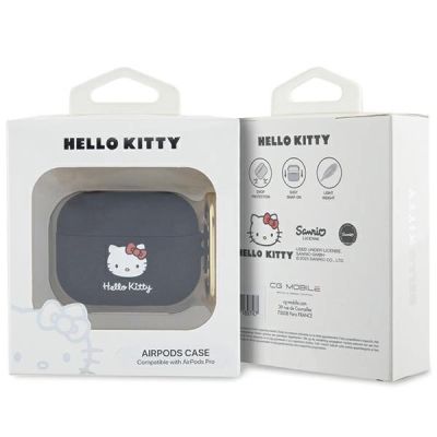 3. Hello Kitty Silicone 3D Kitty Head case for AirPods Pro - black