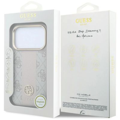 8. Guess 4G with Stripe Round and Classic Logos MagSafe Case for iPhone 17 Pro Max / 18 Pro Max - Pink