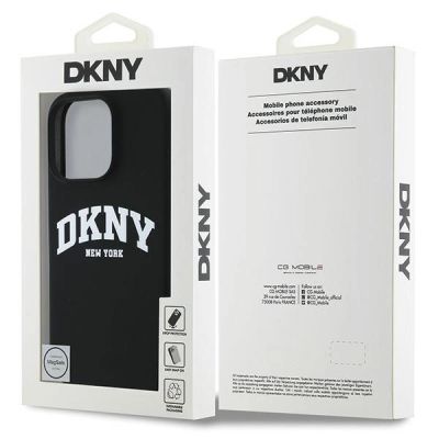8. DKNY Silicone White Printed Logo MagSafe iPhone 16 Pro Case - Black