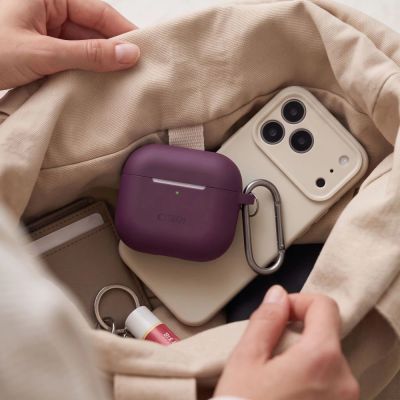 7. Tech-Protect Silicone Hook Case for Apple AirPods 4 / 5 – Burgundy