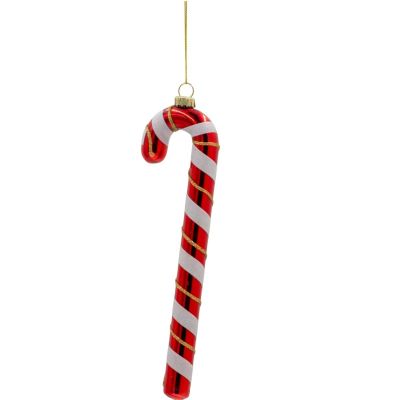 MICA Glass Candy Cane Christmas Ornament