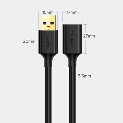 3. Ugreen USB-A (male) - USB-A (female) adapter extension cable USB 3.0 5Gb/s 0.5m black (US129)