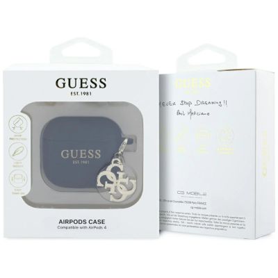 3. Guess 4G Charm Case for AirPods 4 - Black