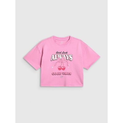5. Girls' boxy T-shirt with print 4F 4FJRAW26TTSHF4239-56S