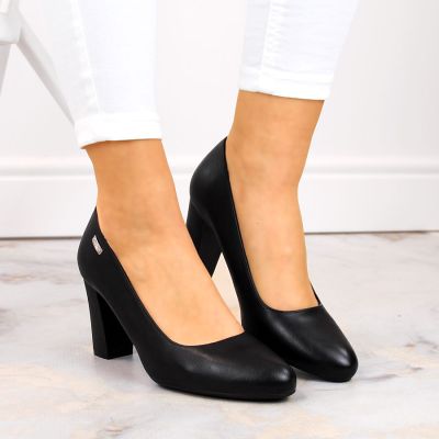 14. Sergio Leone W SK193A black block heel pumps 