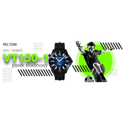 8. VELTORI VT150-1 Smartwatch Black Silicone Strap + Black Bracelet