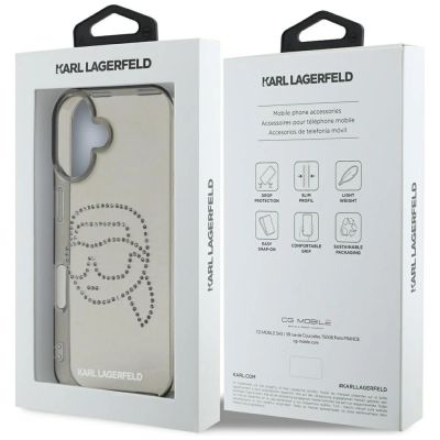 8. Karl Lagerfeld IML Rhinestones Karl Head Case for iPhone 16 Black