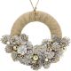 2. DECORATIVE HALF WREATH 34 CM GOLD WITH PINE CONES AND BAUBLES MICA