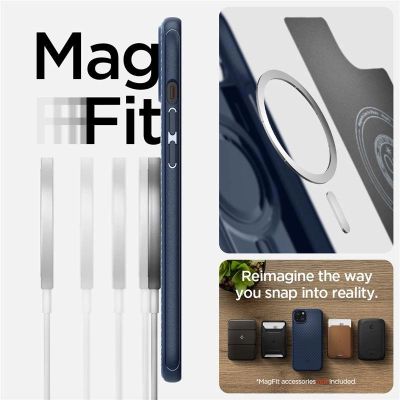 4. Spigen Mag Armor Case with MagSafe for iPhone 15 Plus - Blue