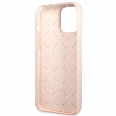 8. Guess GUHCP13XLSLMGLP iPhone 13 Pro Max 6.7" light pink/light pink hardcase Silicone Script Gold Logo