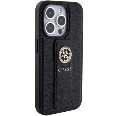 4. Guess Grip Stand 4G Saffiano Strass case for iPhone 15 Pro Max - black