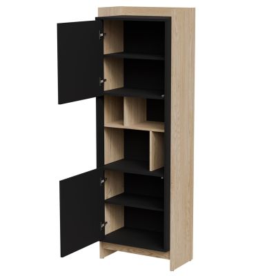 2. PORTO display cabinet 59x38x180 oak/black