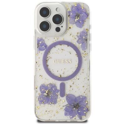 3. Guess Resin Flowers MagSafe case for iPhone 16 Pro - purple