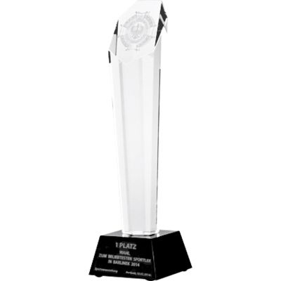 7. Engraved glass trophy with case