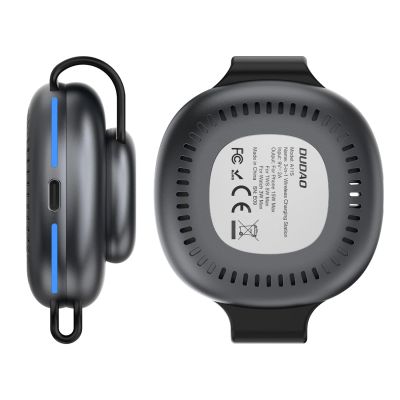 2. Dudao A11S 3-in-1 wireless charger, MagSafe-compatible, for smartphone, smartwatch and headphones – black