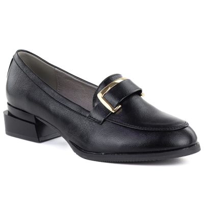 Women's black block heel shoes M. DASZYŃSKI SA267-2