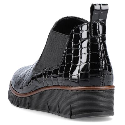 58. Rieker W R474 snakeskin leather ankle boots black