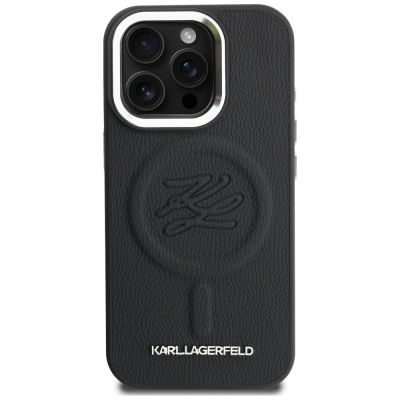 3. Karl Lagerfeld Initial & Metal Logo MagSafe Case for iPhone 16 Pro - Black