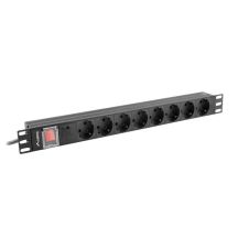 LANBERG RACK POWER STRIP PDU 19" (1U, 16A, 8X SHUKO, 2M, BLACK) PDU-08F-0200-BK