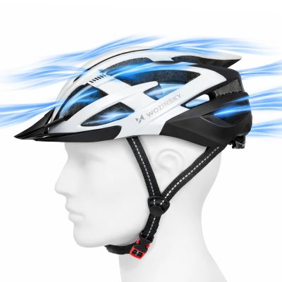 11. Wozinsky MTB Bike Helmet with Removable Visor and Rear USB Light M - Black and White