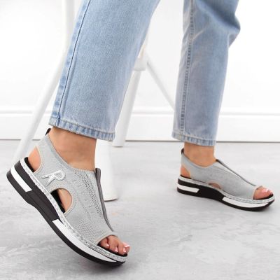 24. Rieker W RKR686 metallic comfortable slip-on sandals 