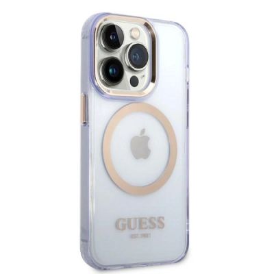 4. Guess GUHMP14LHTCMU iPhone 14 Pro 6.1" purple/purple hard case Gold Outline Translucent MagSafe