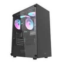 darkFlash DK100 black / ATX / fanless / 3x USB-A / transparent side / without power supply
