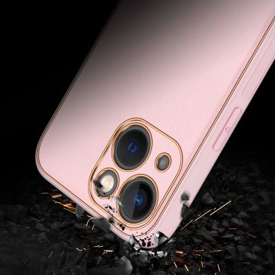 11. Dux Ducis Yolo iPhone 14 Plus case elegant pink faux leather cover