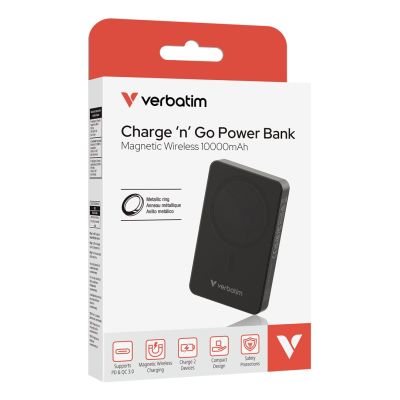 4. Verbatim Charge 'n' Go Essentials 10000 mAh Wireless Charging Black