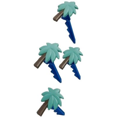 14. Pegs, clips, beach towel, blanket holders, 4 pieces, blue palm trees