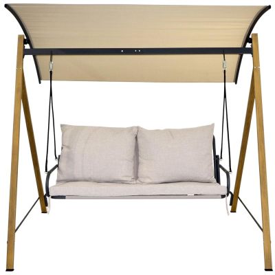 2. 2-PERSON GARDEN AND BALCONY SWING 194x136x173CM SAND