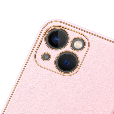 6. Dux Ducis Yolo iPhone 14 Plus case elegant pink faux leather cover