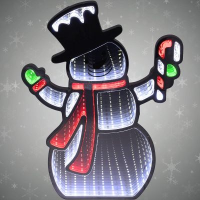 10. MIRROR DECORATION WITH LED DIODES INFINITY MIRROR EFFECT SNOWMAN