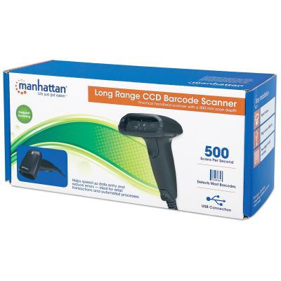 6. Manhattan 177672 Barcode Reader Handheld 1D CCD Barcode Reader Black