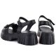 4. Women's leather sandals on a platform with decoration, black Vinceza 26-79611