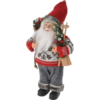 2. CHRISTMAS DECORATIVE SANTA CLAUS STANDING DELUXE 30CM GREY RED