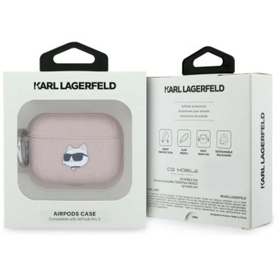 4. Karl Lagerfeld Monogram Choupette Head Case for AirPods Pro 3 - Pink