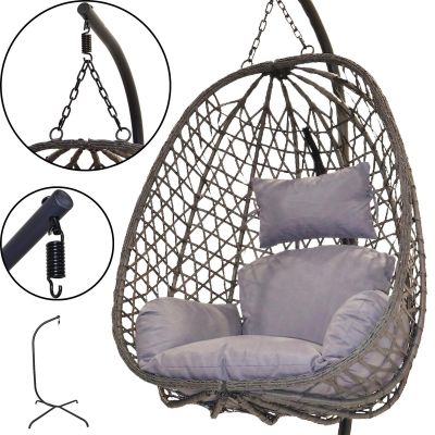 5. COCOON HANGING CHAIR WITH FRAME 195CM DARK GRAY 120KG
