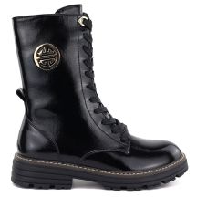 Women's patent leather ankle boots, insulated, black, Jezzi ASA259-10