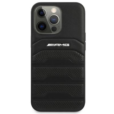 3. AMG AMHCP14LGSEBK iPhone 14 Pro 6.1 "black / black hardcase Leather Debossed Lines