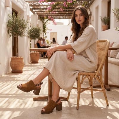 7. Women's leather suede high-heeled sandals Vinceza 26-39995