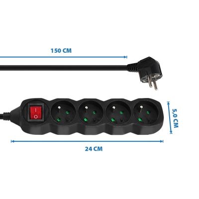 3. ESPERANZA POWER STRIP 4-SOCKET SWITCH 1.5M BLACK ELK212K