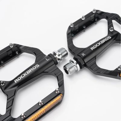 2. Rockbros C700 Reflective Aluminum Platform Bicycle Pedals - Black