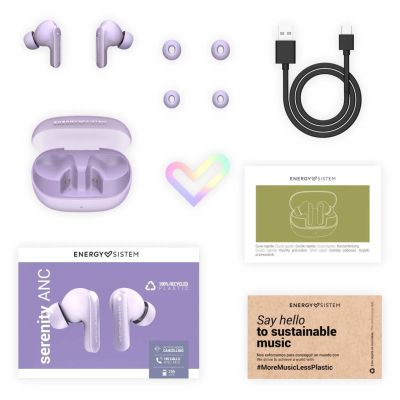 8. Energy Sistem True Wireless Earphones Serenity ANC with Microphone, Bluetooth, Lavender, ANC