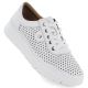 Women's leather openwork shoes, white, Vinceza 79629