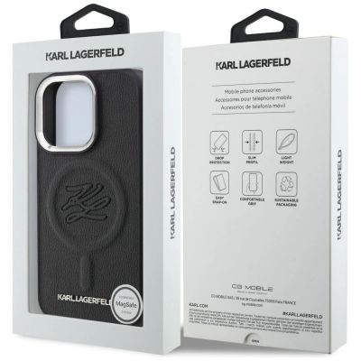 8. Karl Lagerfeld Initial & Metal Logo MagSafe Case for iPhone 16 Pro - Black