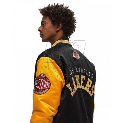 5. Mitchell & Ness NBA Los Angeles Lakers Primetime Heavyweight Satin Jacket Vintage Logo Lakers JK8453-LALBLCK