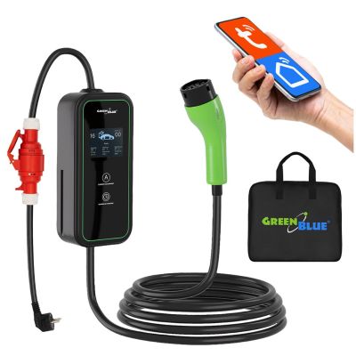 GreenBlue EV/PHEV Charger, Portable, Type 2, Cable Length 680cm, IP65, 11kV, 220-380V AC 50/60Hz, 16A, 3 Phase, GB1100