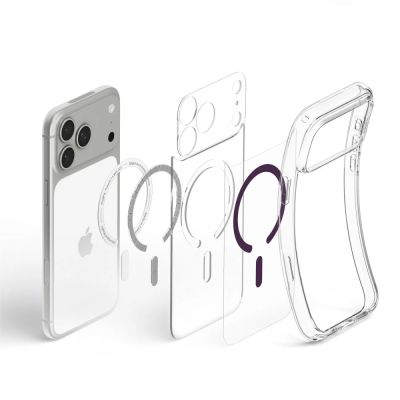 6. Spigen Ultra Hybrid Mag MagSafe Case for iPhone 18 Pro / 17 Pro – Clear Burgundy